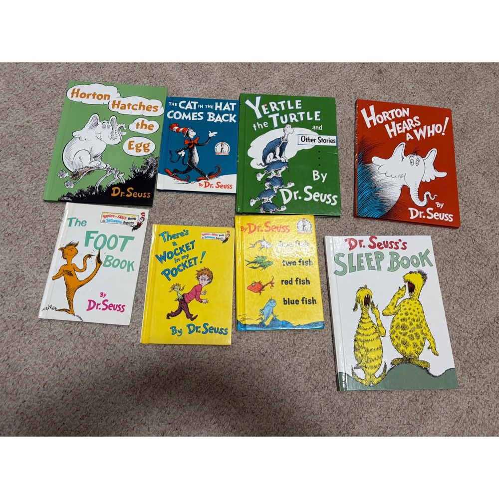 Dr. Seuss Hardcover Book Lot of 8 One Fish Two Fish Horton Cat in the Hat Wocket